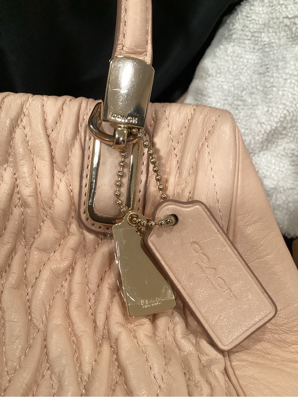 Coach Quilted Leather Satchel in Light Blush/Peach #M1420 - Picture 11 of 14
